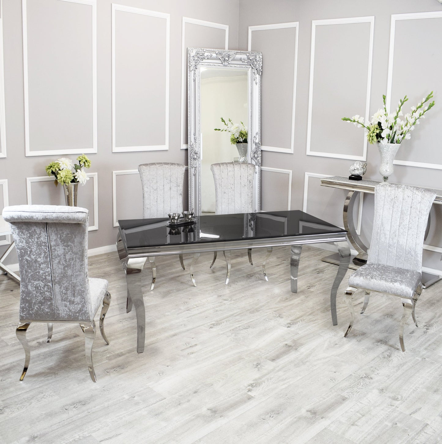 Silver Chrome Dinning Table with Nicole Chairs