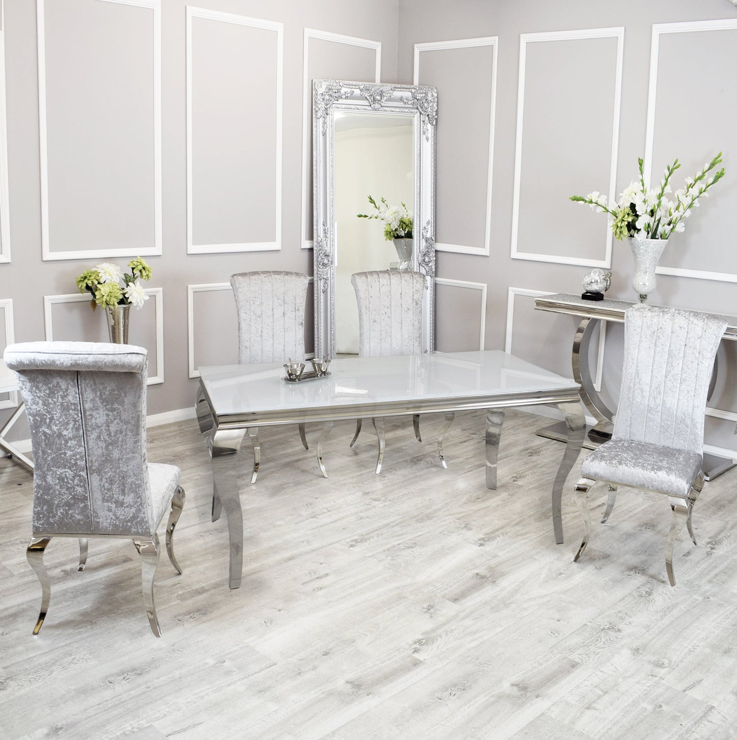 Silver Chrome Dinning Table with Nicole Chairs