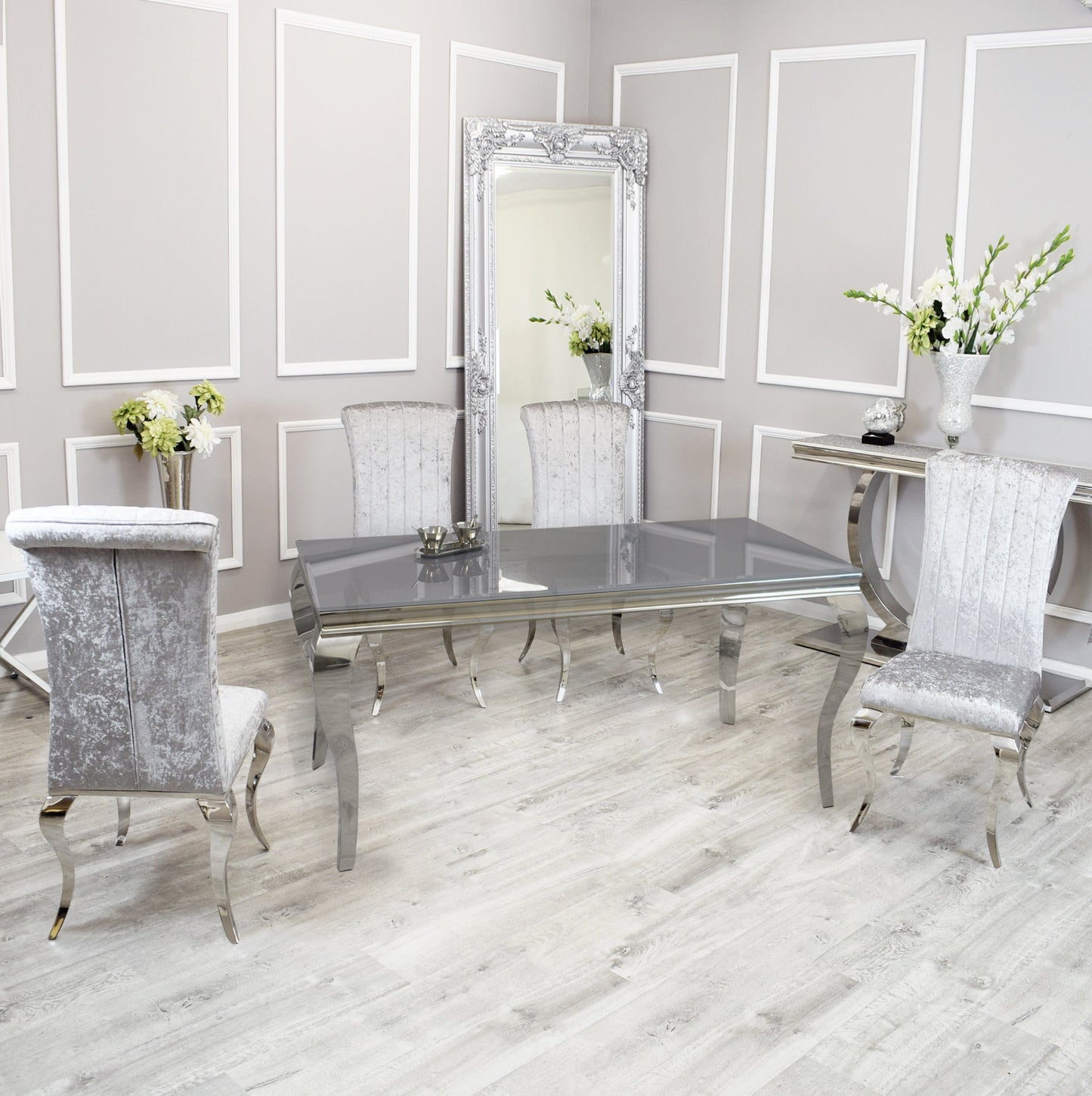 Silver Chrome Dinning Table with Nicole Chairs