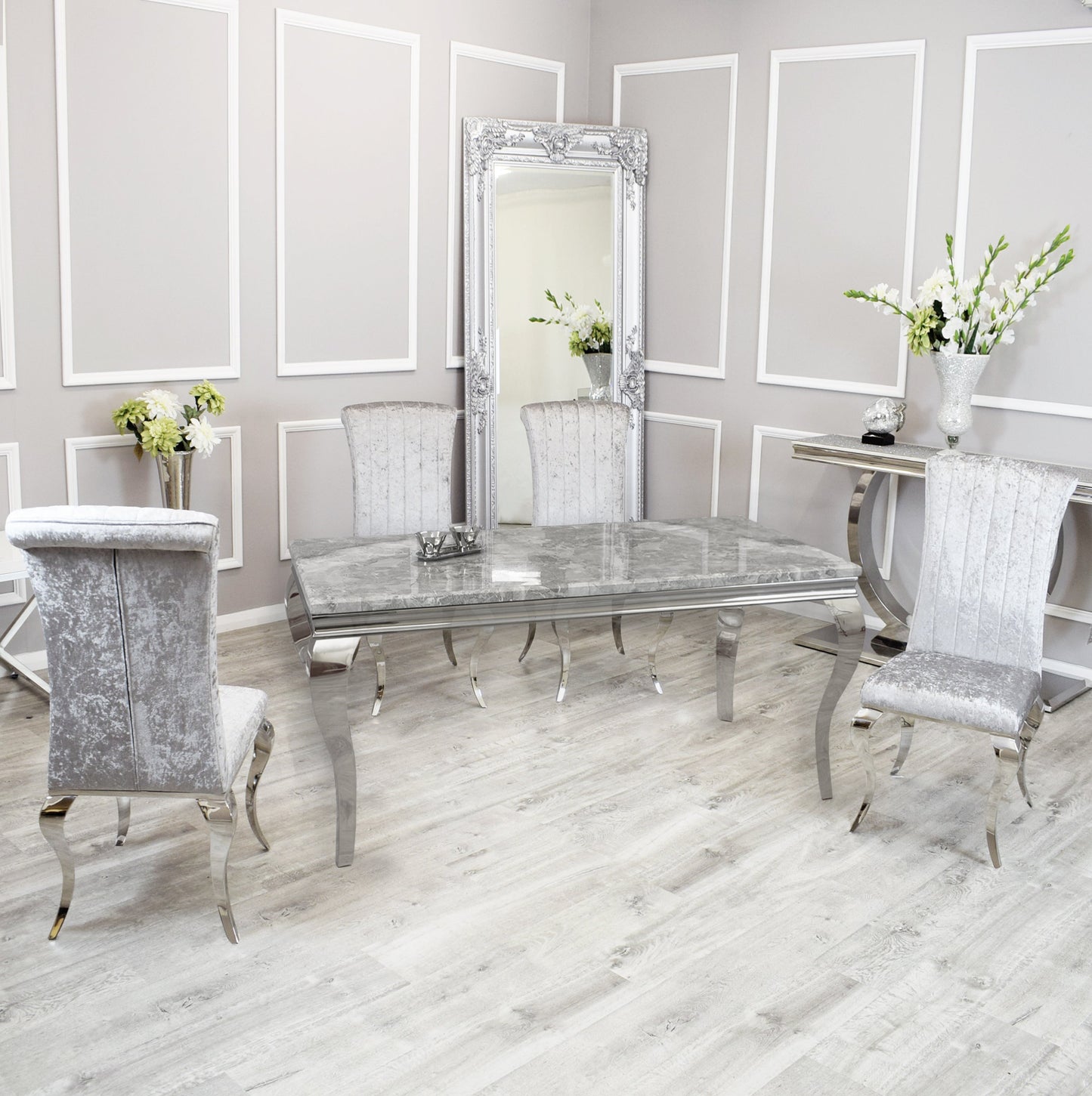 Silver Chrome Dinning Table with Nicole Chairs
