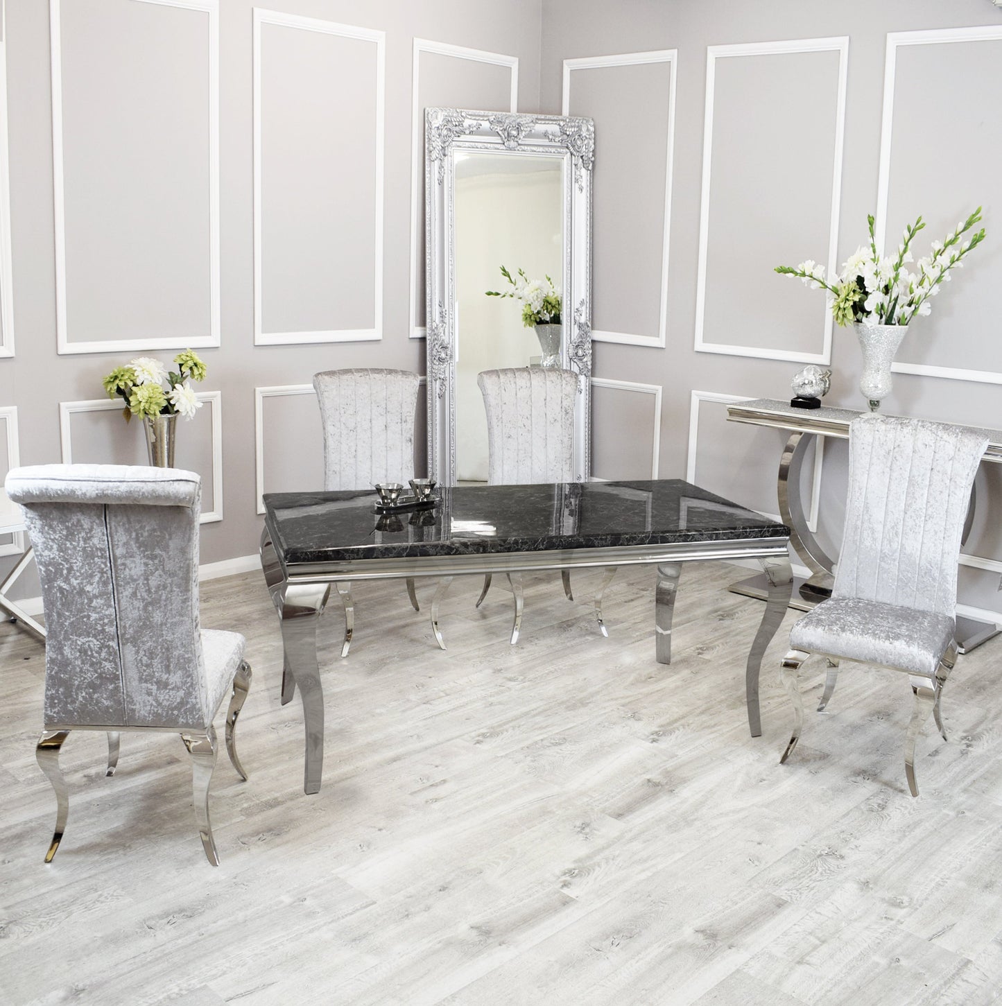 Silver Chrome Dinning Table with Nicole Chairs