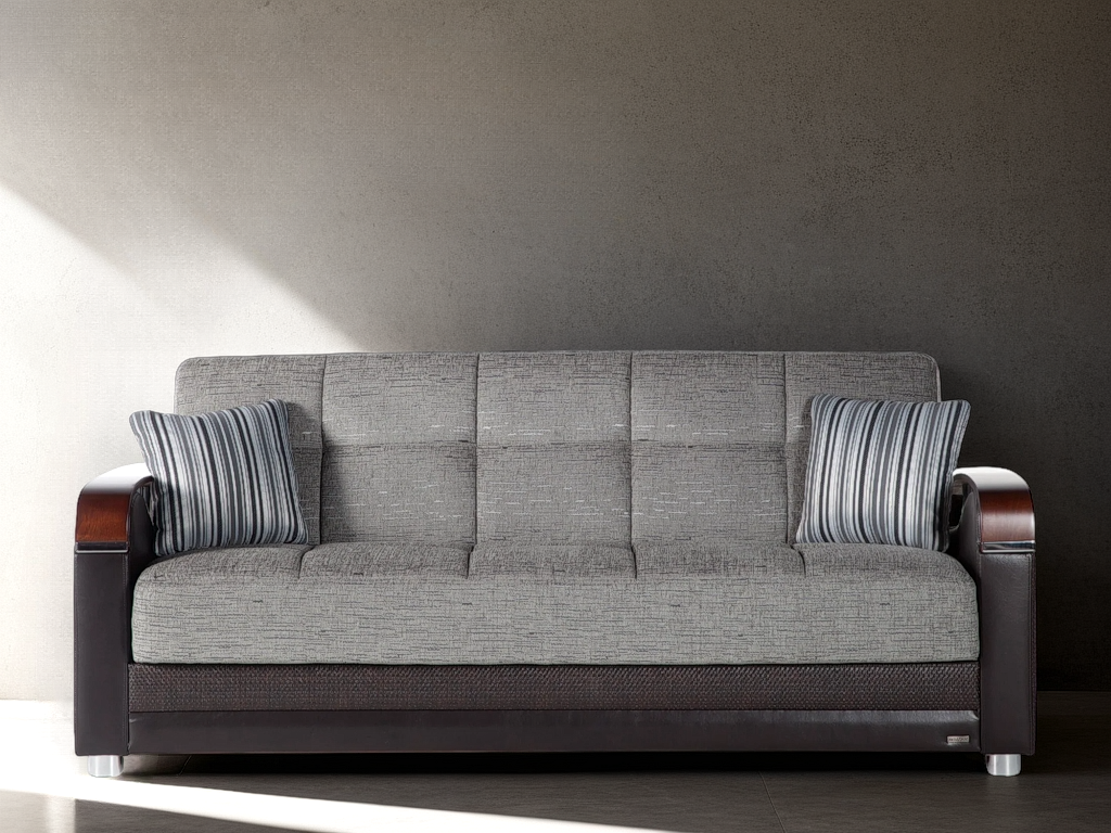 Luna Sleeper Sofa Bed – 87" Wide with Wooden Arms | Mid-Century Modern Convertible Sofa