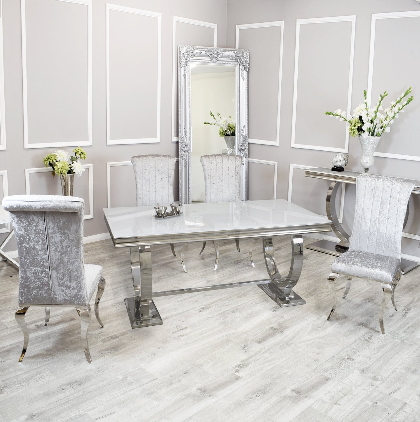 Silver Chrome Dinning Table with Nicole Chairs