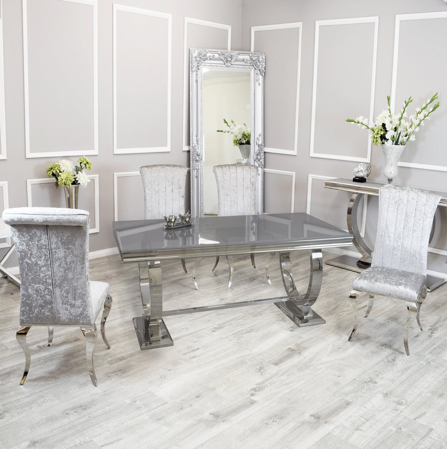 Silver Chrome Dinning Table with Nicole Chairs