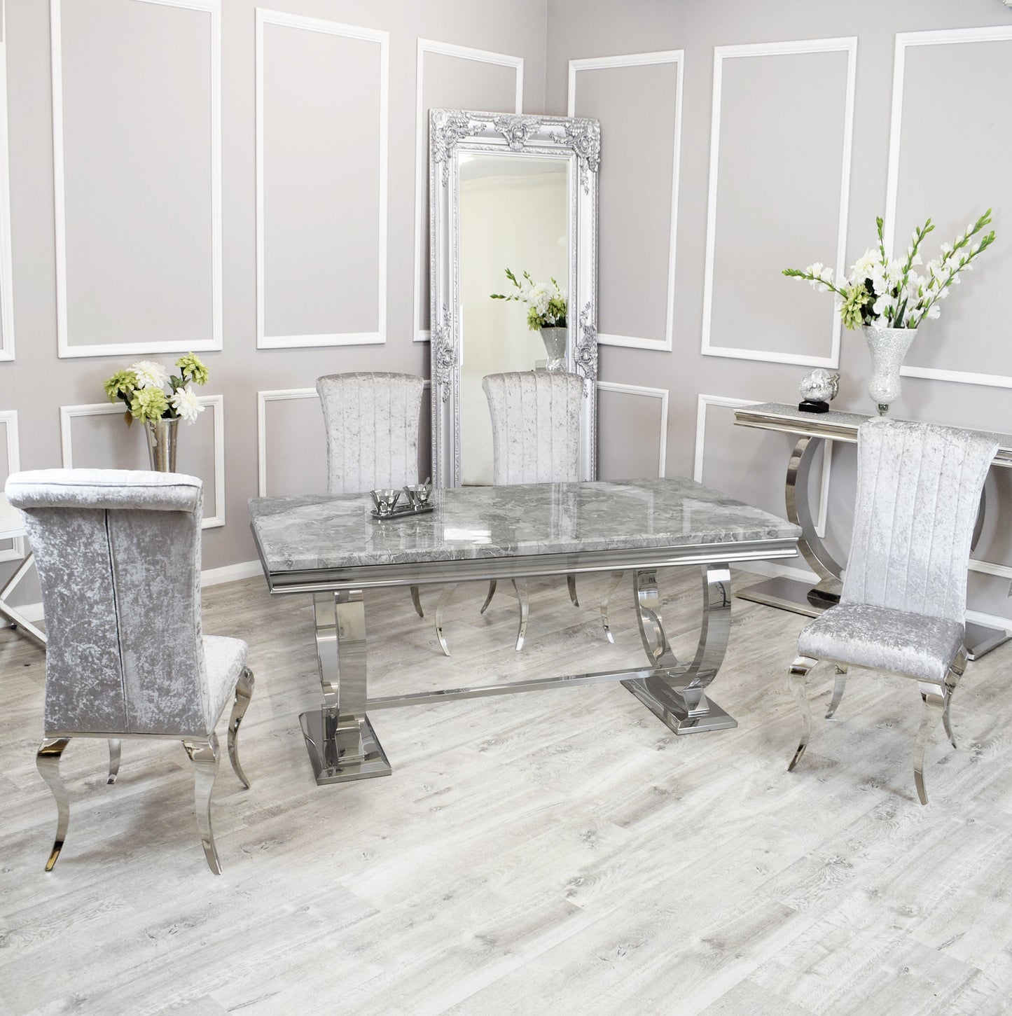 Silver Chrome Dinning Table with Nicole Chairs