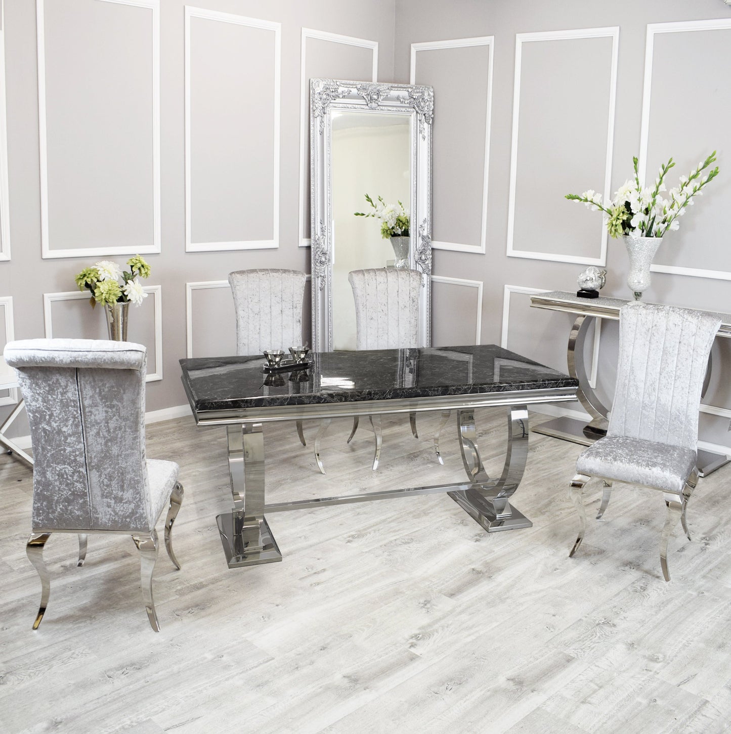 Silver Chrome Dinning Table with Nicole Chairs