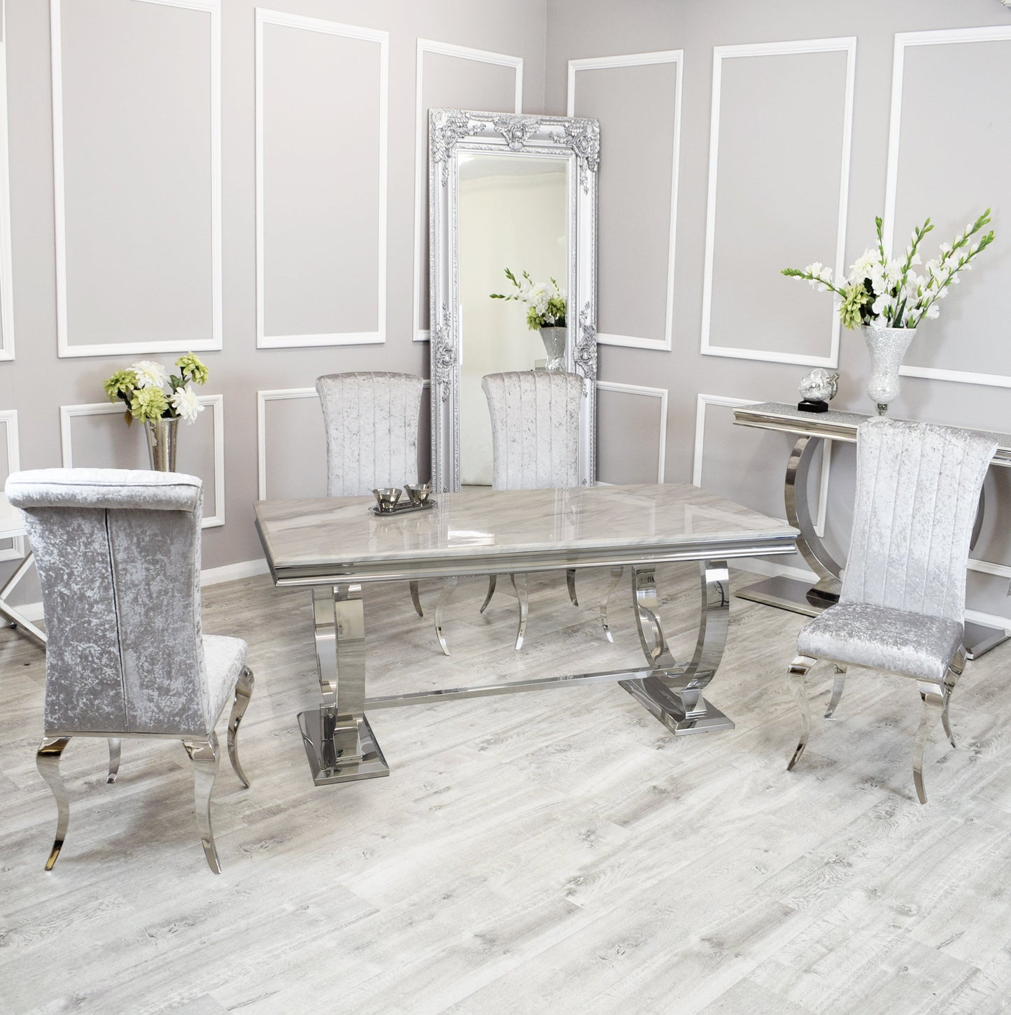 Silver Chrome Dinning Table with Nicole Chairs
