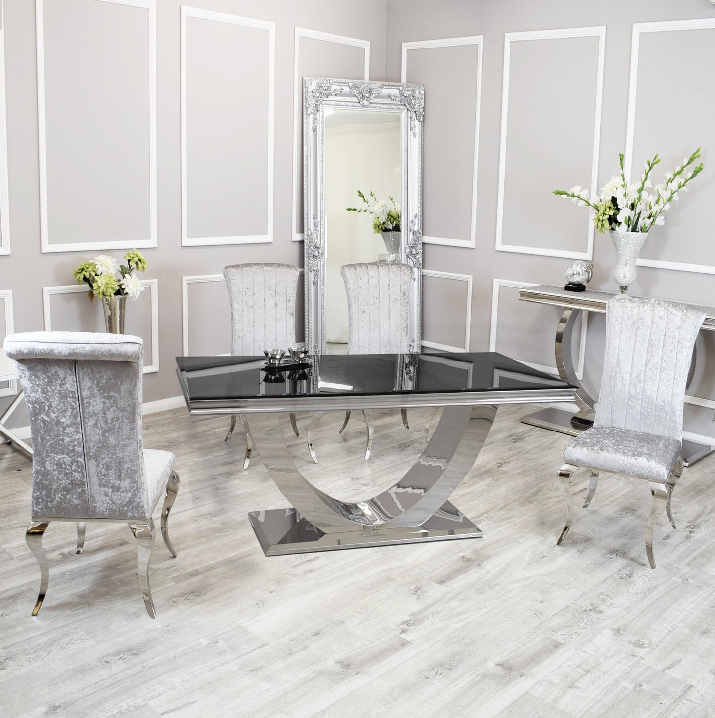 Silver Chrome Dinning Table with Nicole Chairs