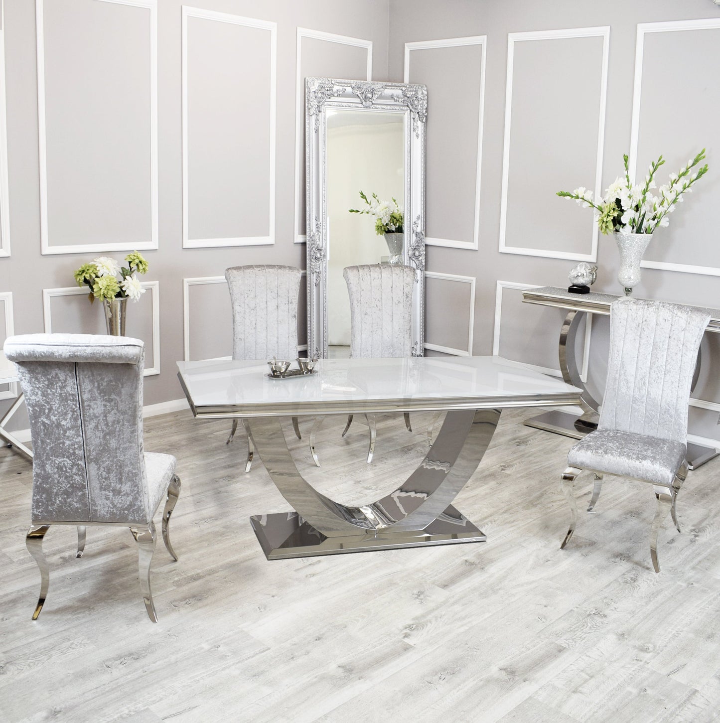 Silver Chrome Dinning Table with Nicole Chairs