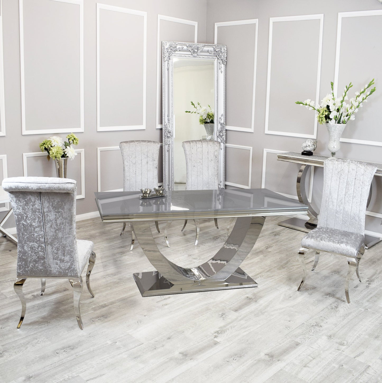 Silver Chrome Dinning Table with Nicole Chairs