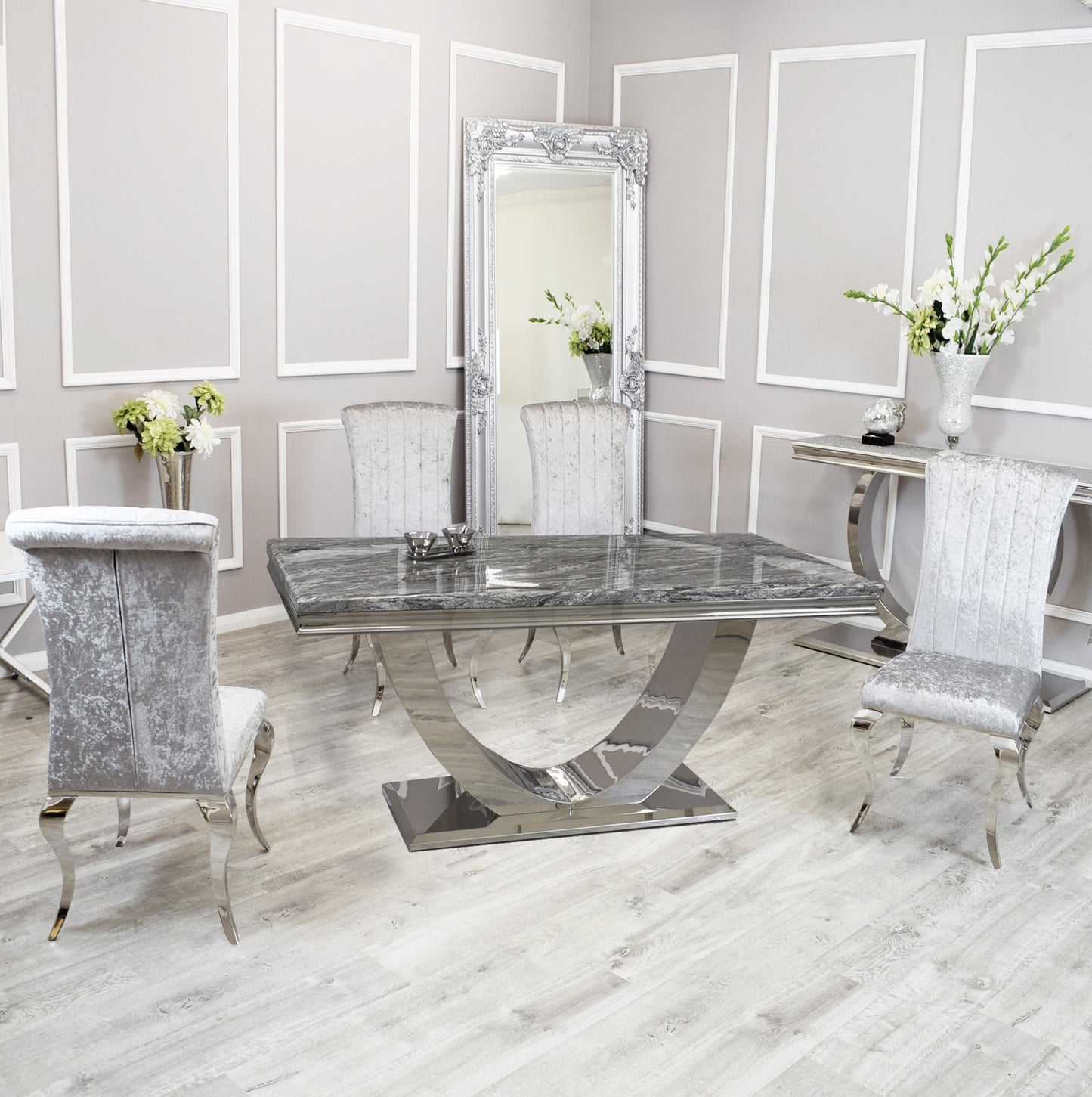 Silver Chrome Dinning Table with Nicole Chairs
