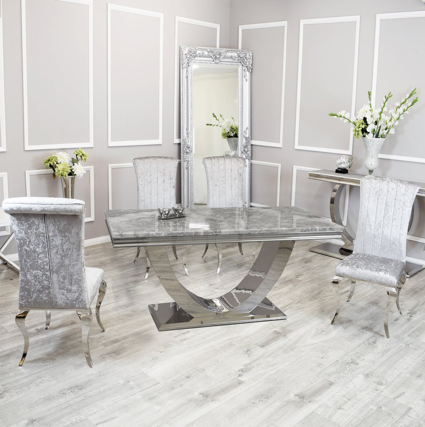 Silver Chrome Dinning Table with Nicole Chairs