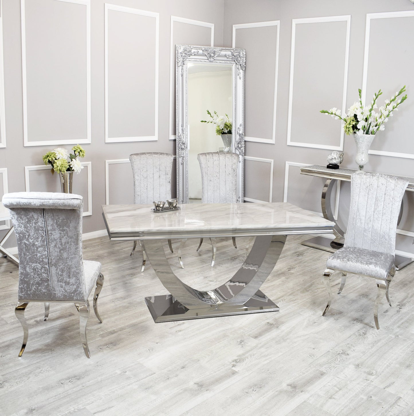 Silver Chrome Dinning Table with Nicole Chairs