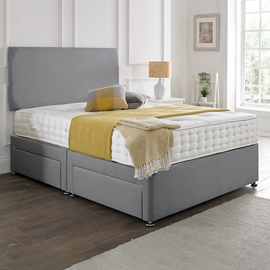 Classic Plain Divan Headboard Divan Set - Choice of Mattress & Optional Storage