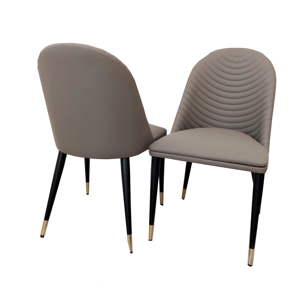 ALBA LEATHER DINING CHAIR – RIBBED STITCHING & BLACK SCANDINAVIAN LEGS