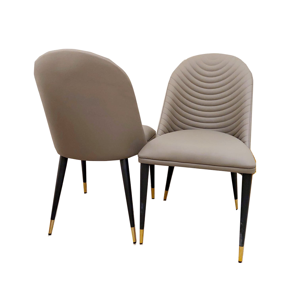 ALBA LEATHER DINING CHAIR – RIBBED STITCHING & BLACK SCANDINAVIAN LEGS