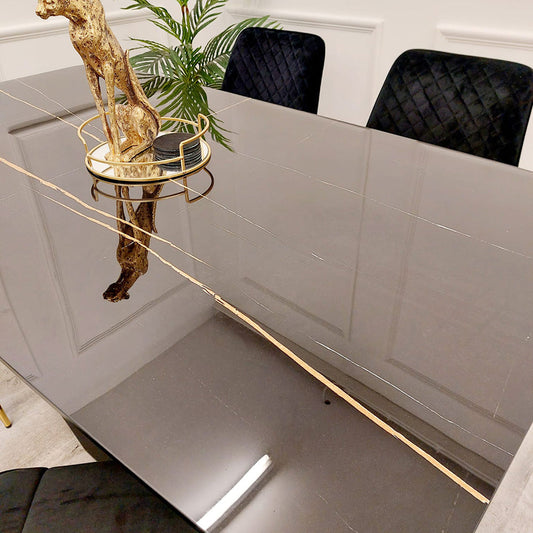 Apollo 1.6m Black Dining Table with Black Sintered Stone