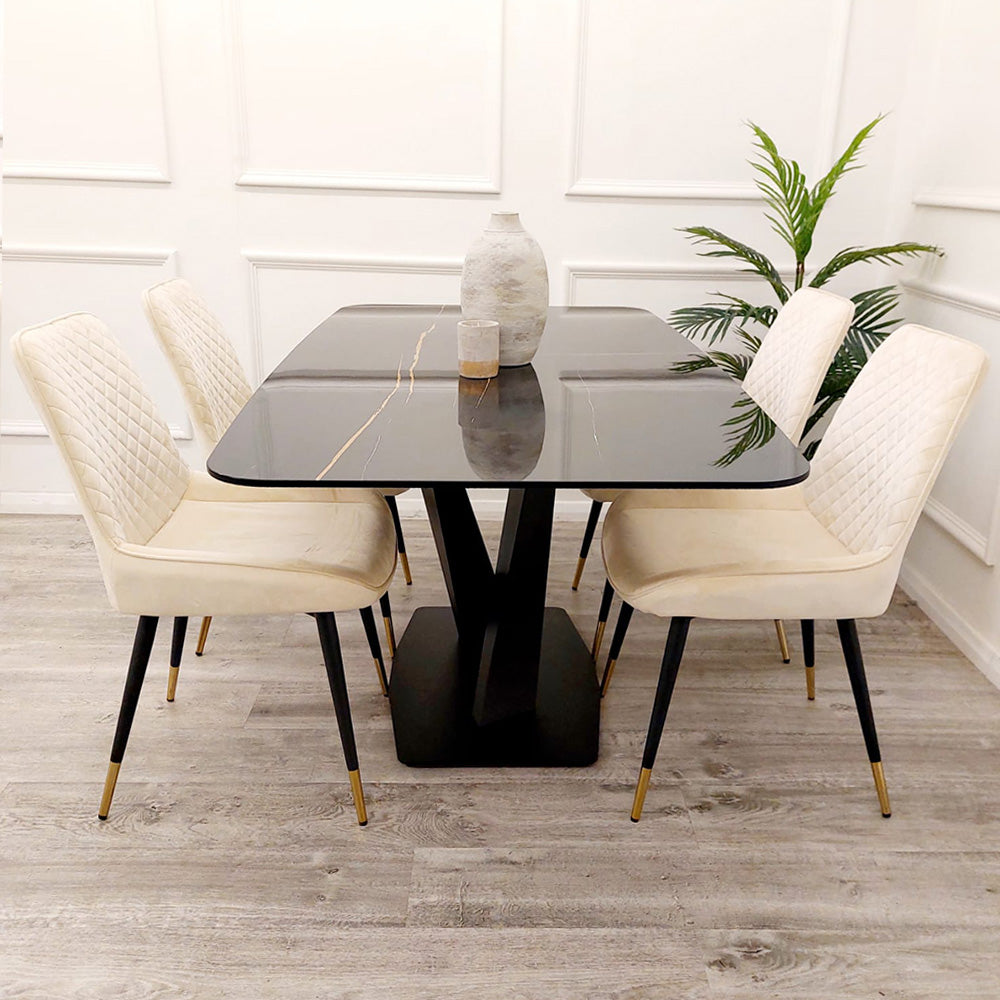 Apollo 1.6m Black Dining Table with Black Sintered Stone