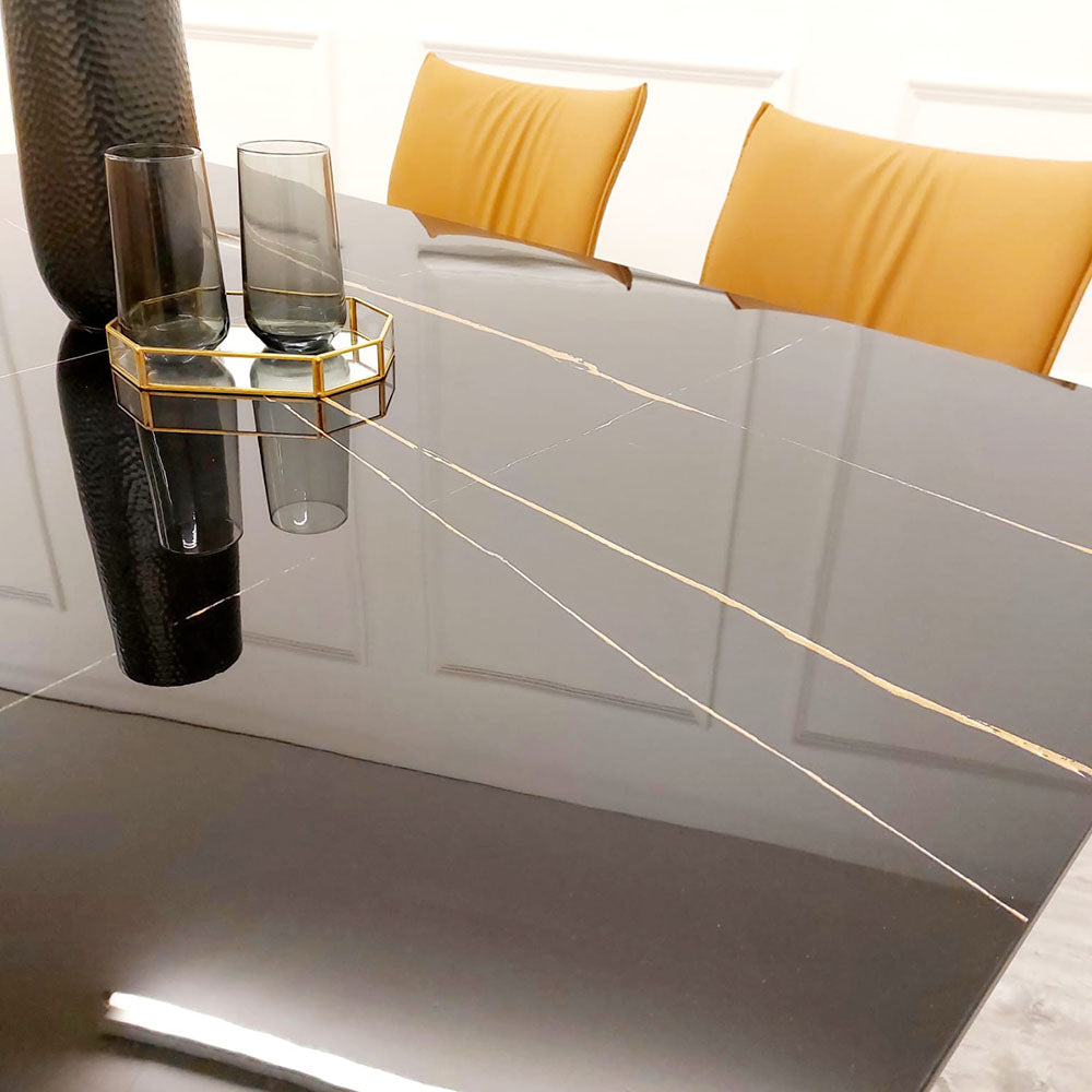 Apollo 1.6m Black Dining Table with Black Sintered Stone