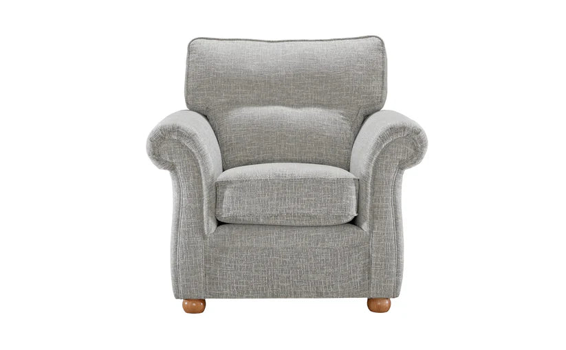 Boston Elegant Tweed Grey Fabric Sofa For Elderly People With Round Wooden Legs