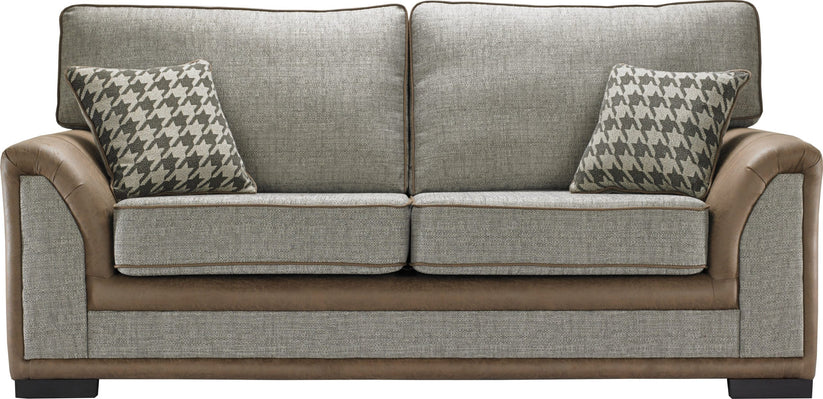 Camden Bespoke Grey Fabric & Leather Piping Modern Design Sofa Suitable For Old People