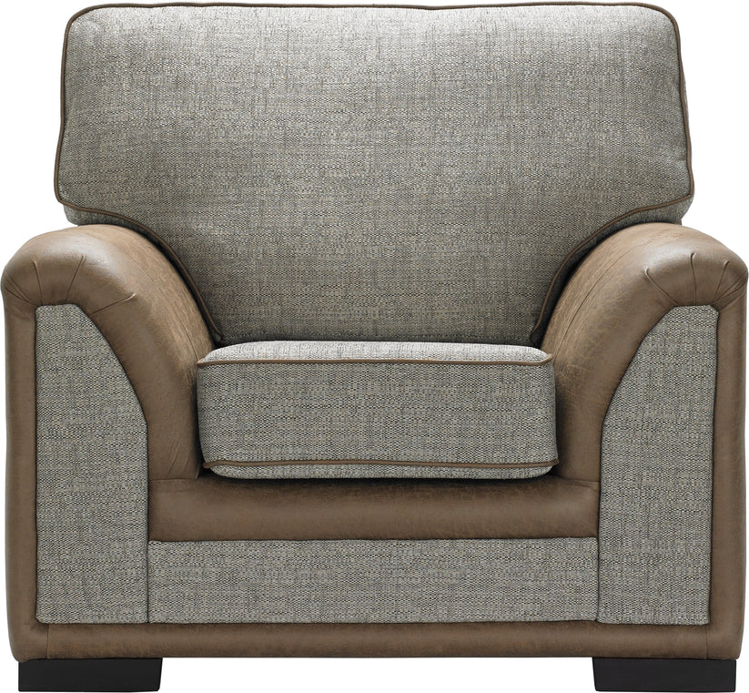 Camden Bespoke Grey Fabric & Leather Piping Modern Design Sofa Suitable For Old People