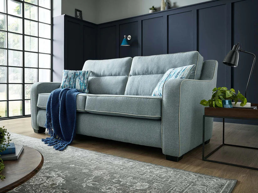 Parma Handmade Plush Monaco Grey Real Fabric Sofa With Steel Legs
