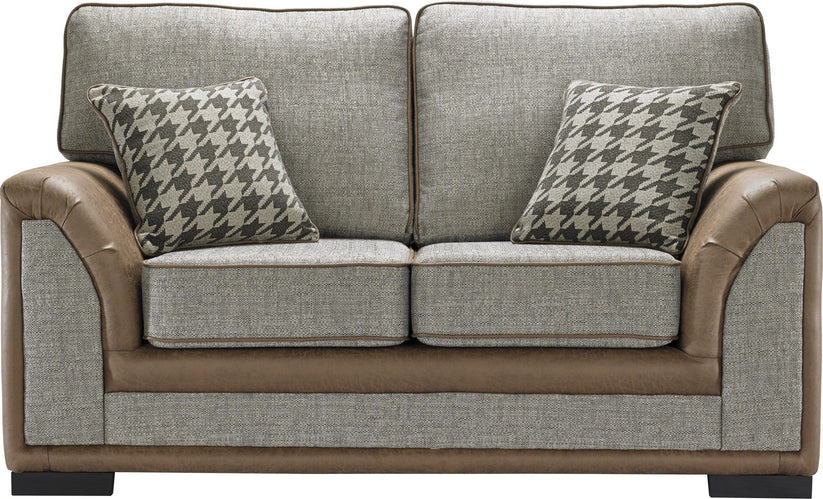 Camden Bespoke Grey Fabric & Leather Piping Modern Design Sofa Suitable For Old People