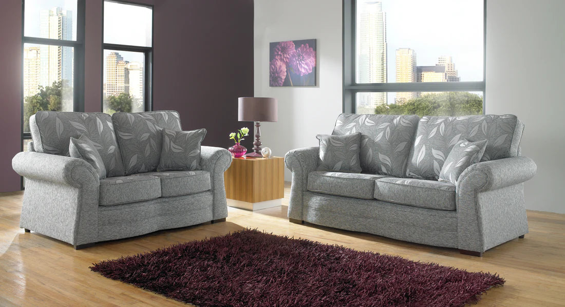 Regal Bespoke Flattened Leaves Grey Real Fabric Sofas For Old People
