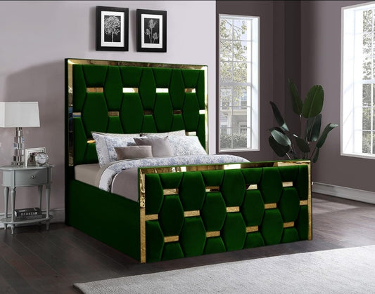 Golden stripes pyramid bed frame
