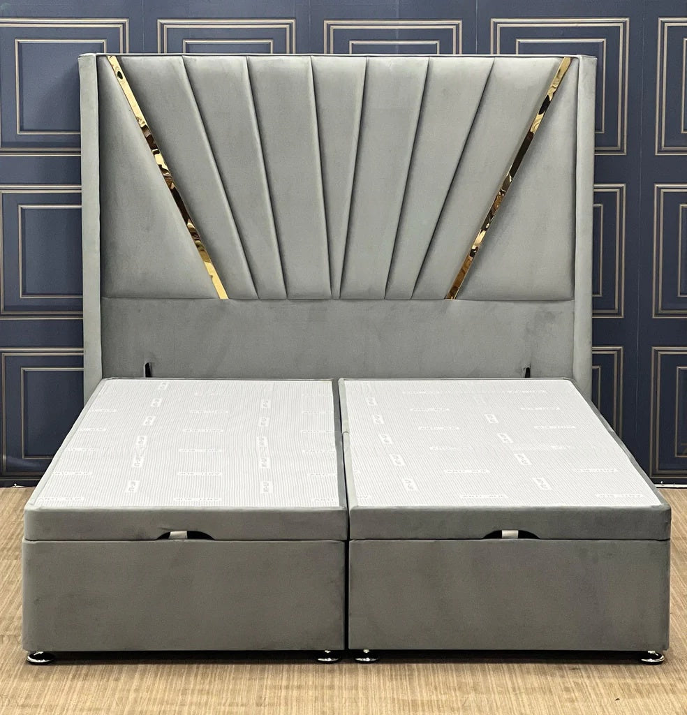 Crown Wing Bed Frame With Gold Strip