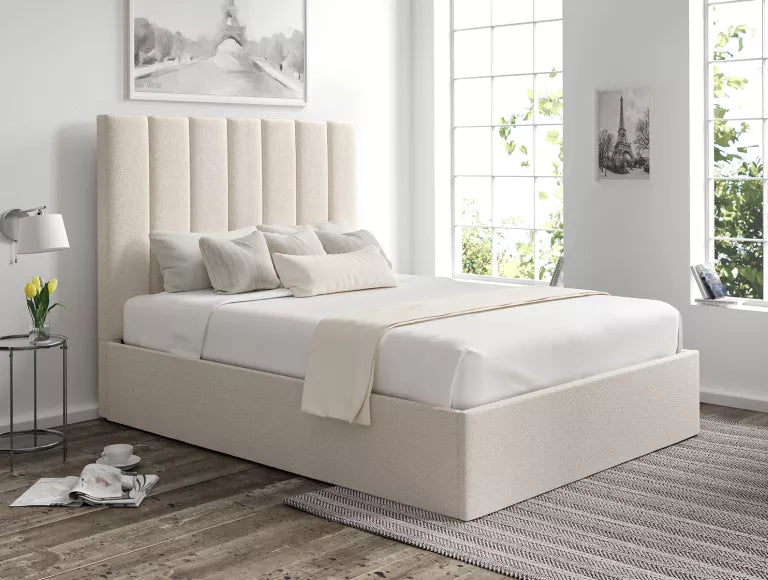 Amalfi Boucle Ivory Upholstered Ottoman Bed Frame Only
