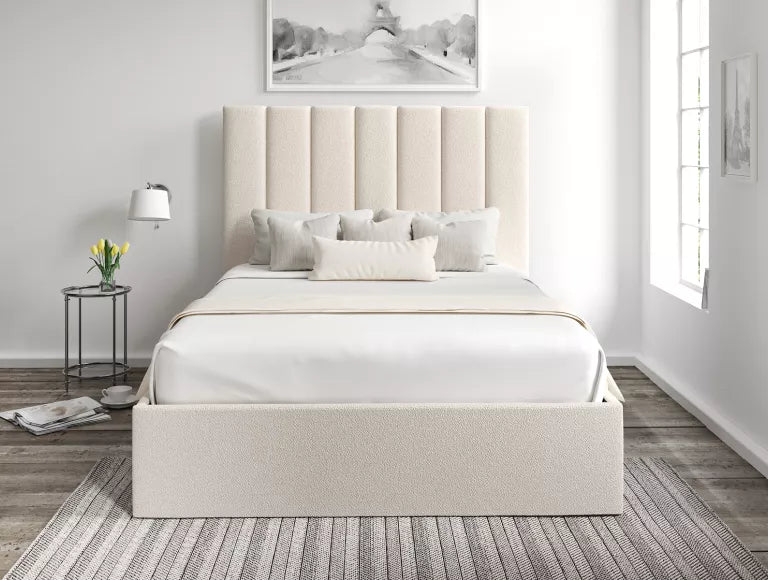 Amalfi Boucle Ivory Upholstered Ottoman Bed Frame Only