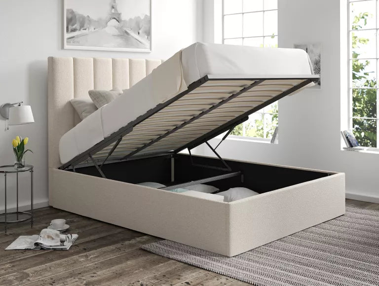 Amalfi Boucle Ivory Upholstered Ottoman Bed Frame Only