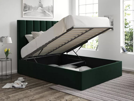 Amalfi Hugo Bottle Green Upholstered Ottoman Bed Frame Only