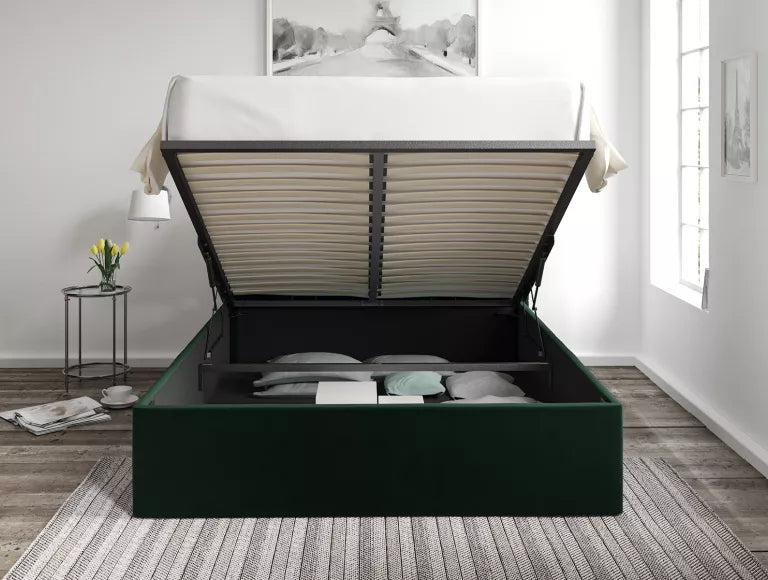 Amalfi Hugo Bottle Green Upholstered Ottoman Bed Frame Only