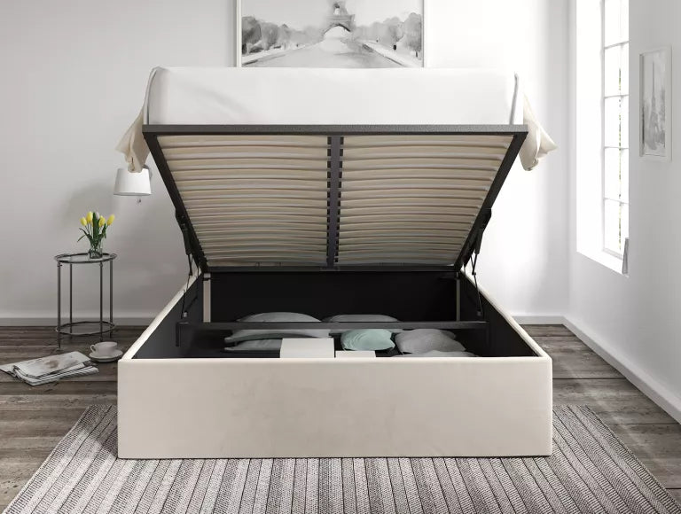 Amalfi Hugo Ivory Upholstered Ottoman Bed Frame Only