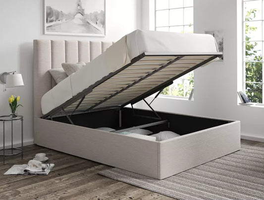 Amalfi Linea Fog Upholstered Ottoman Bed Frame Only