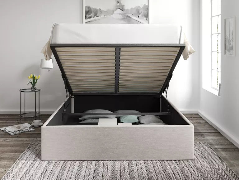 Amalfi Linea Fog Upholstered Ottoman Bed Frame Only