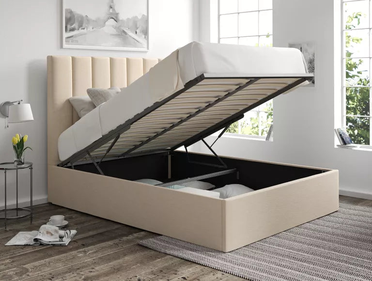 Amalfi Linea Linen Upholstered Ottoman Bed Frame Only