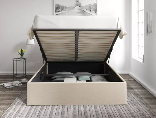 Amalfi Linea Linen Upholstered Ottoman Bed Frame Only