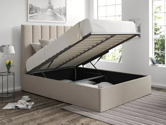 Amalfi Trebla Flax Upholstered Ottoman Bed Frame Only