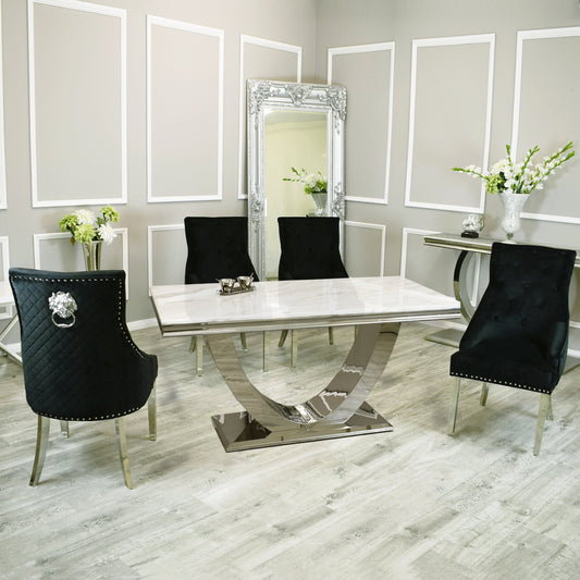 Arial 1.8m Dining Table Set With Black Chairs