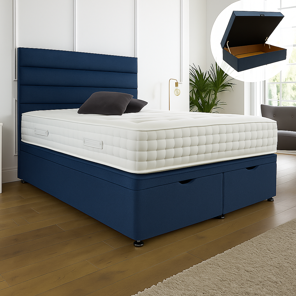 Camden Ottoman End Lift Storage Divan Bed - Optional Headboard