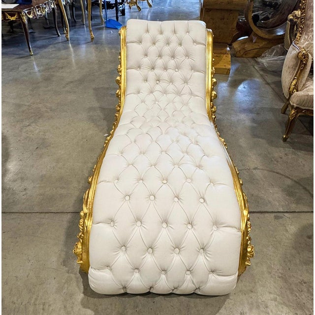 Chaise Lounge Leather White Rococo Style