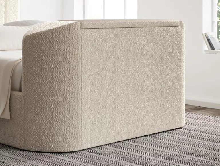 Berkley Upholstered Boucle Ivory Ottoman TV Bed - Bed Frame Only