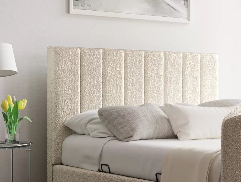 Berkley Upholstered Boucle Ivory Ottoman TV Bed - Bed Frame Only