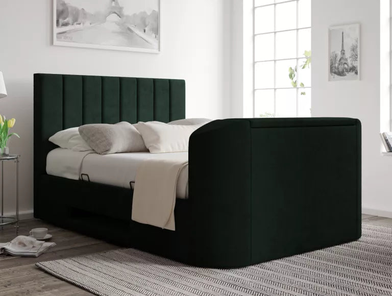 Berkley Upholstered Hugo Bottle Green Ottoman TV Bed - Bed Frame Only