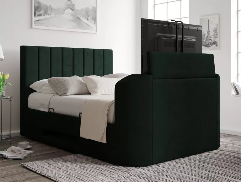 Berkley Upholstered Hugo Bottle Green Ottoman TV Bed - Bed Frame Only