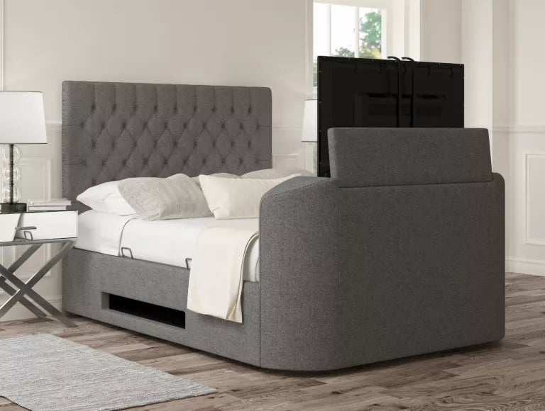 Claridge Upholstered Arran Pebble Ottoman TV Bed - Bed Frame Only